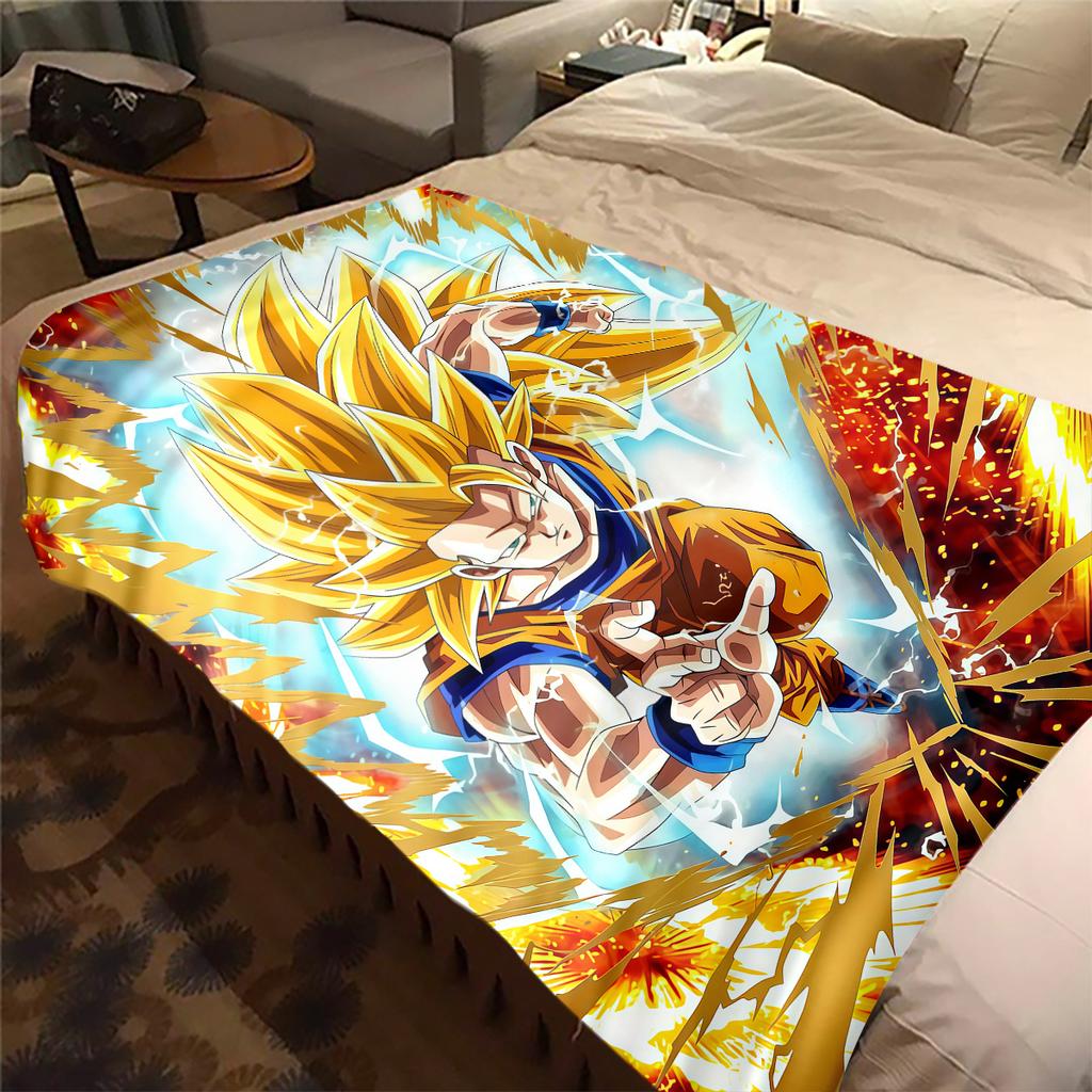 1 Stück Son Goku Druck Flanelldecke, Hohe Qualität für alle Jahreszeiten, Heimdekoration, Wärme und Komfort, Perfekt für Weihnachtsgeschenke