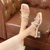 Niche high-end rhinestone cool slippers fairy shoes outer wear temperament high-heeled sandals