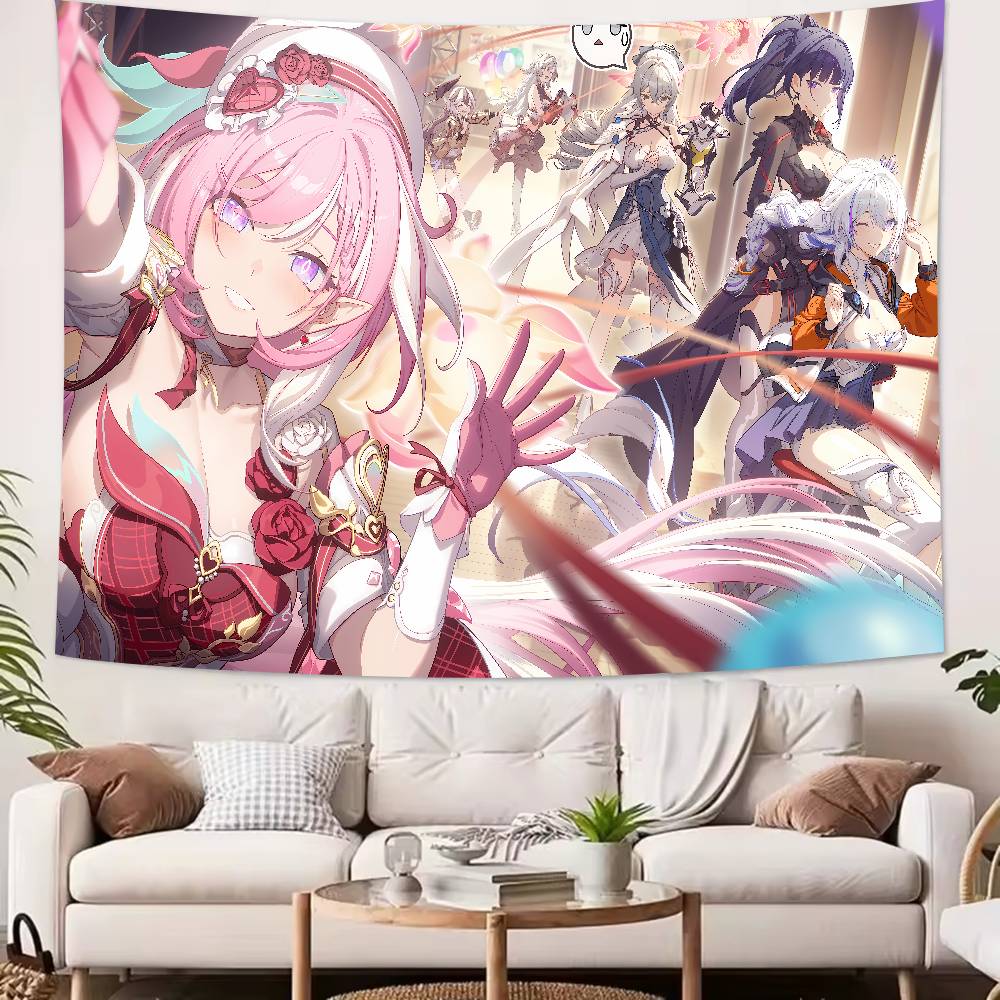 XXL Cool Honkai Impact 3rd Gaming Cute Girl Elysia Tapestry Decoration Bedroom Dormitory Background Living Room Club Tapestry
