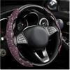 2 PCS Steering Wheel Cover, Segmented Car Wheel Covers With Crystal Rhinestones, Non-Slip Protector Bling Sparkly Decoration For Most Steering