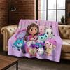 Cute Gabbys Dollhouse Cartoon Girl Kids Flannel Blanket Soft Warm Throw Blanket for Bed Bedroom Room Living Room Christmas Gift