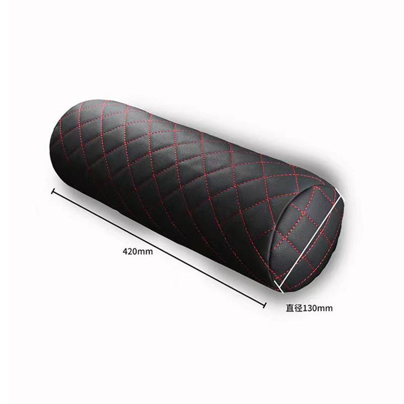 Luxury Car Seat Neck Pillow Headrest Car Leather Memory Chair Cervical Pillow Office Chair Seat Breathable Cylindrical Headrest