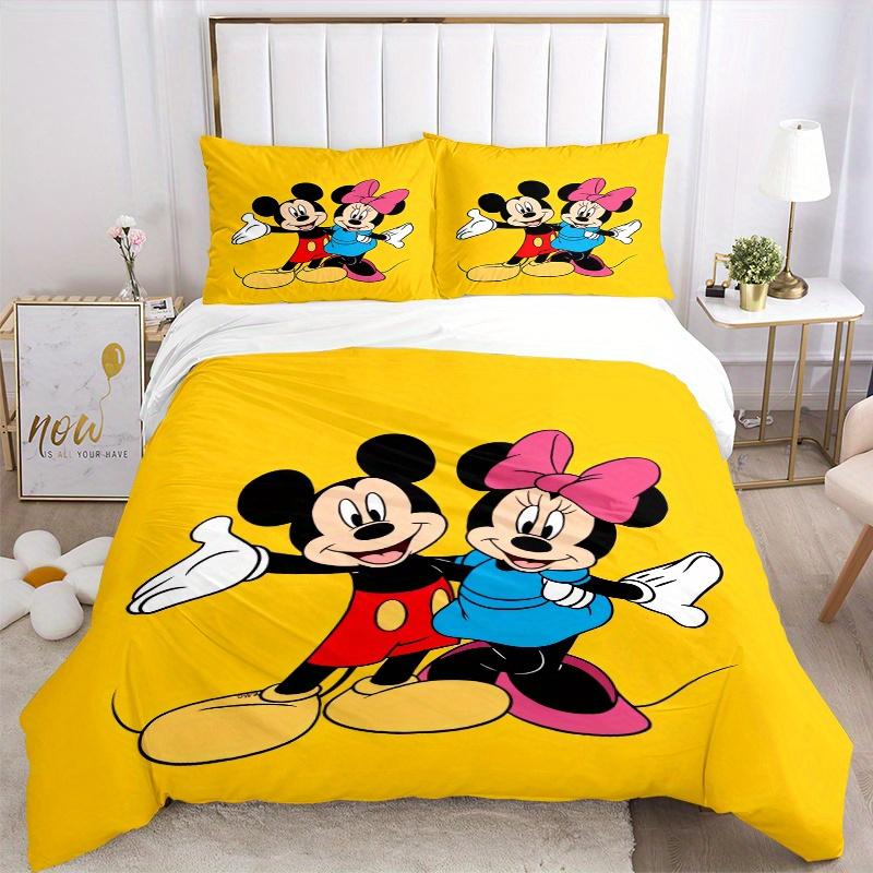 3pcs Mickey Mouse Minnie Mouse Bedding Set Includes Quilt Cover and Pillowcases, Suitable for All Seasons W072