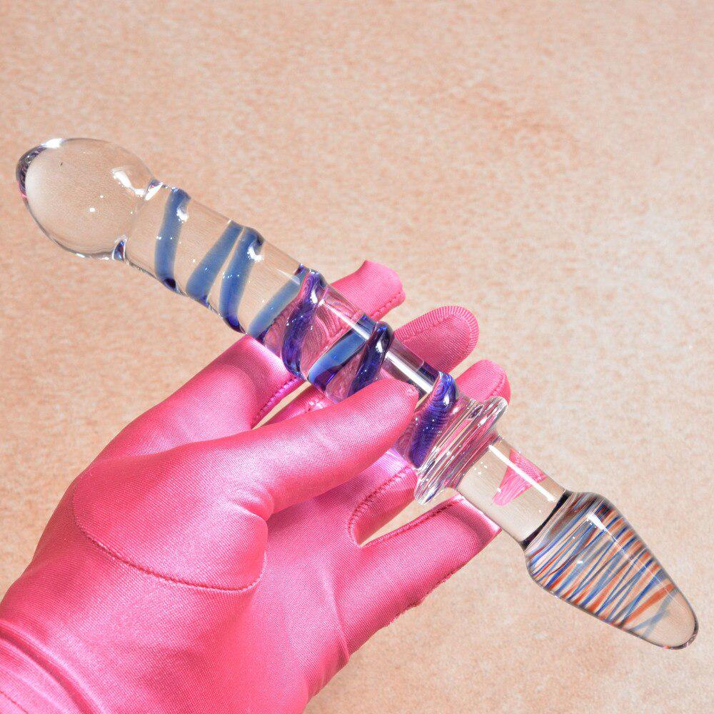 Glass Dildo Pyrex Crystal Dildos Double Head Penis Fake Dick Sex Toys For Woman Men Glass Anal Plug