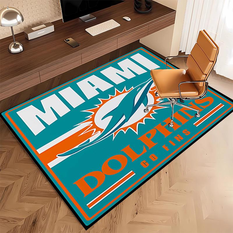 1pc Miami Dolphins logo Print Area Rug - Soft, Washable Non-Slip Indoor Mat, Living Room, Home Office Decorative Rug,Office Decorative