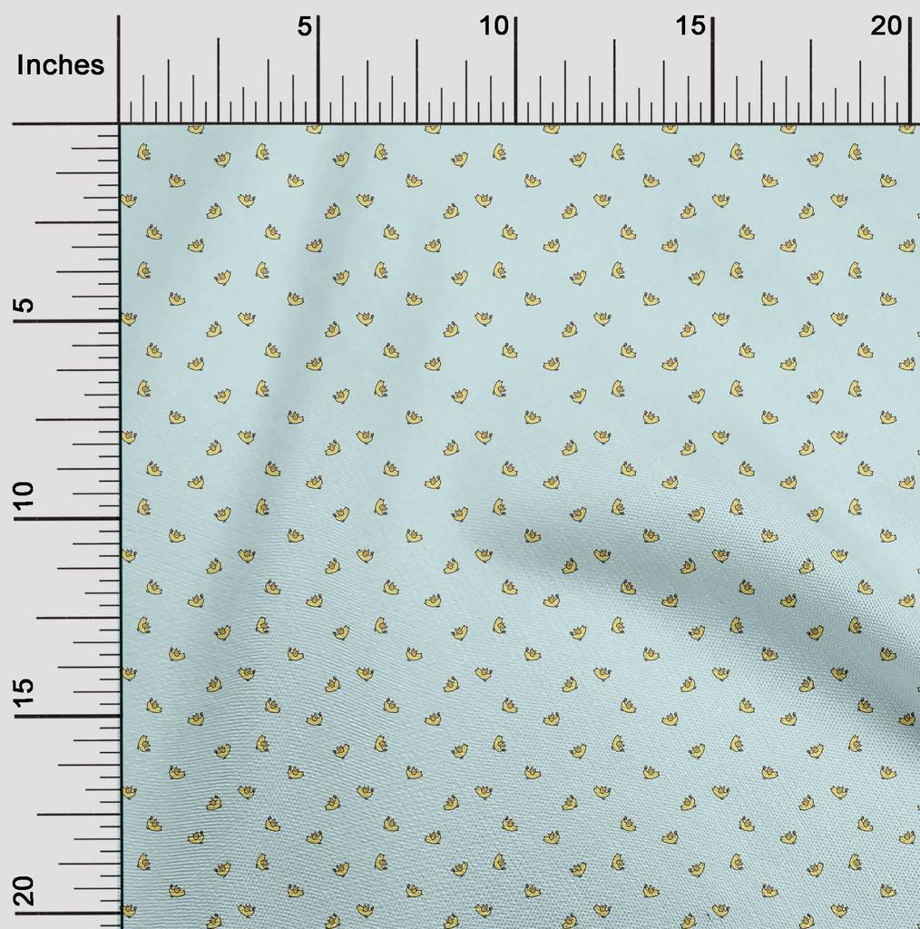 oneOone Cotton Flex Light Blue Fabric Bird Fabric For Sewing Printed Craft Fabric By The Yard 40 Inch