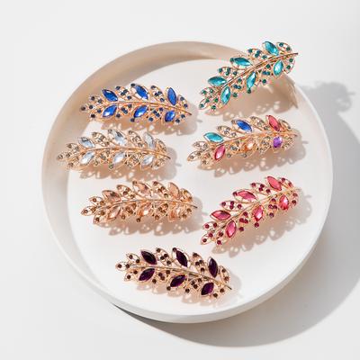 Beauty Women Fashion Hair Clip Creative Leaf Crystal Alloy Rhinestone Barrette Hairpin Headband Korean Hair Accessories