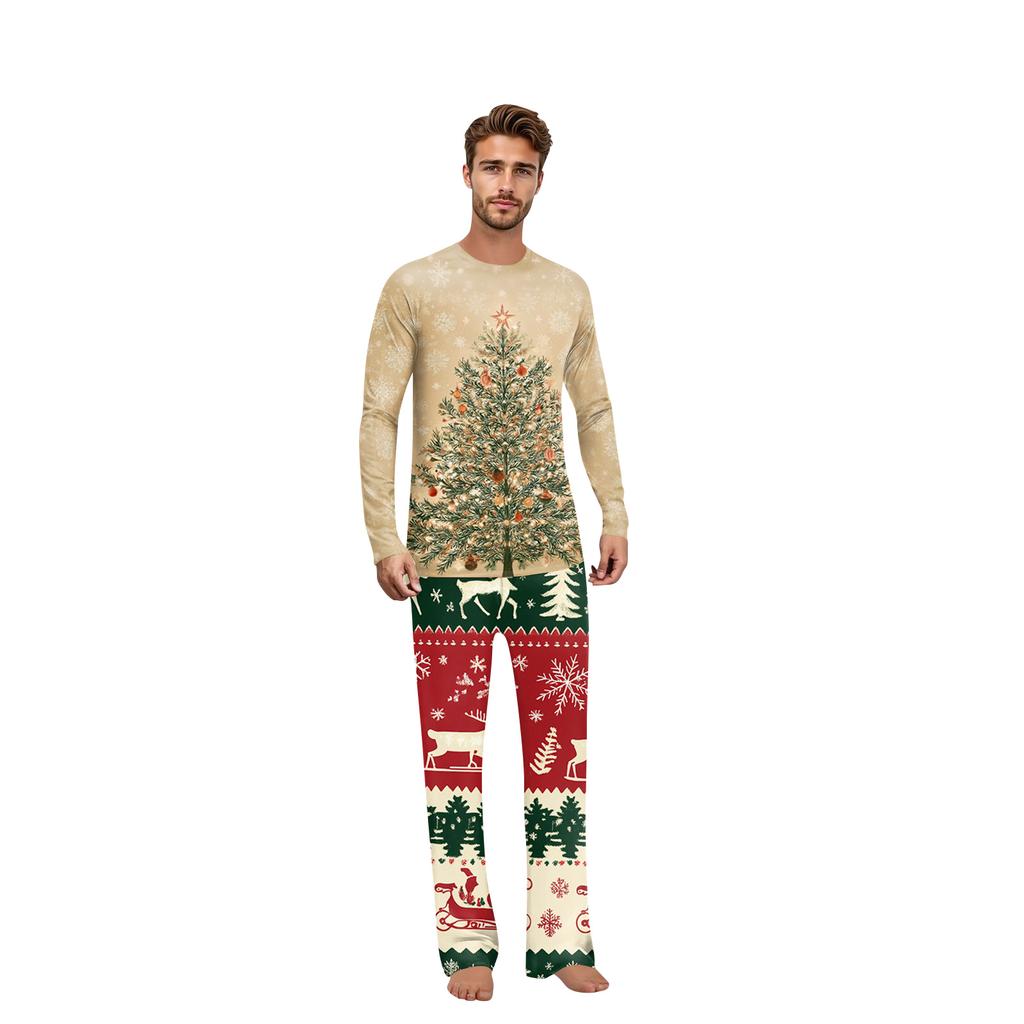 Christmas Print Family Outfit Long Sleeve Top + Pants Set Family Outfit