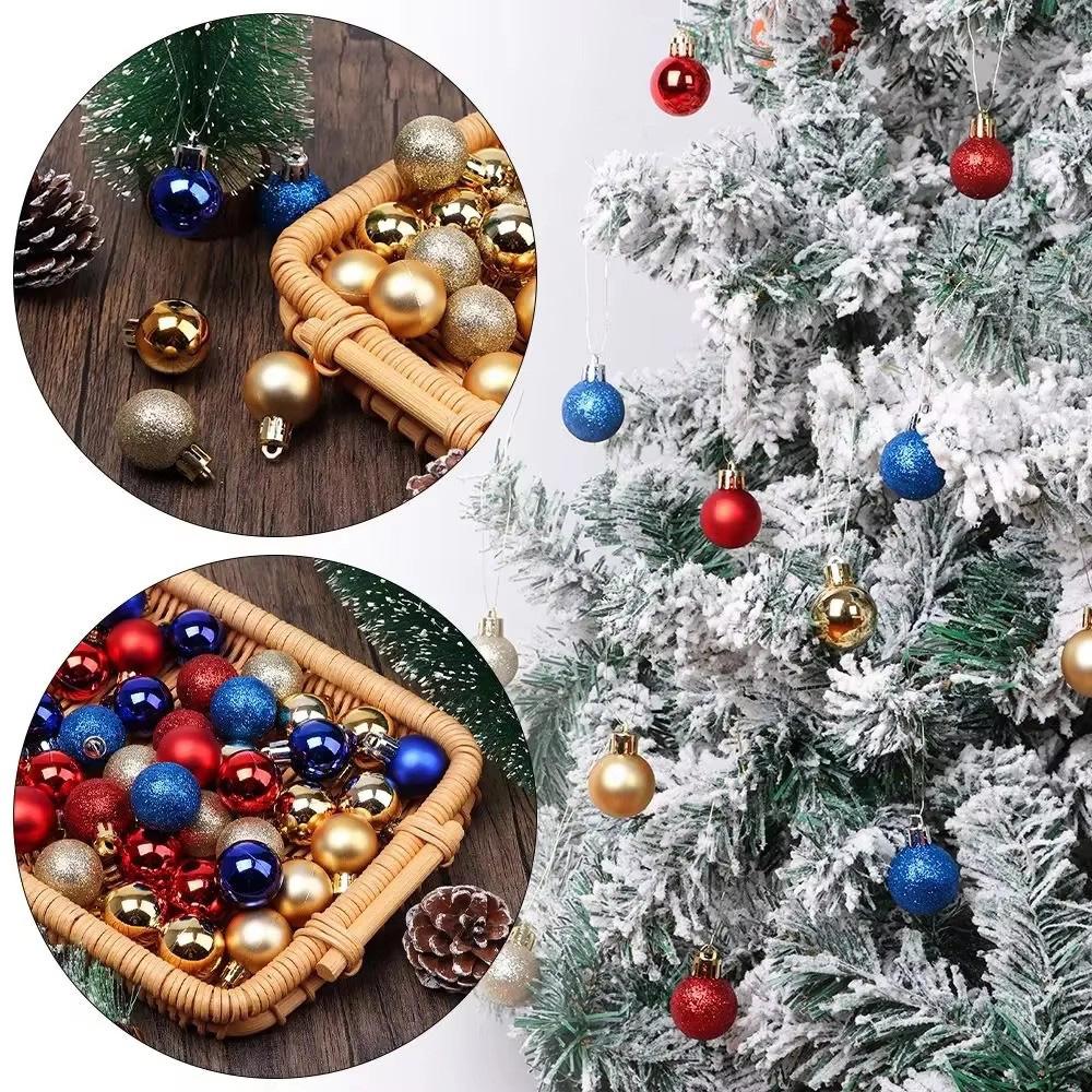 6cm 24pcs Christmas Ball Tree Decor Ball Bauble Gold Silver Plastic Hanging Ball Ornaments Decorations for Home New Year Navidad