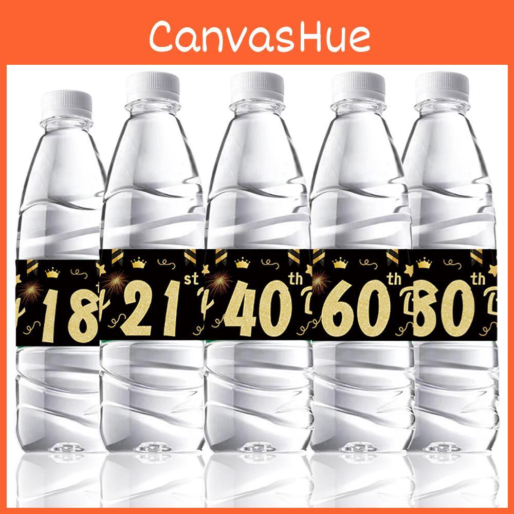 Geburtstagsparty Flaschenaufkleber Set mit Schwarz-Gold-Thema für Altersfeiern im Europa-Stil