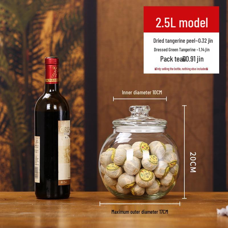 Large Glass Food-Grade Storage Jar for Dried Tangerine Peel and Tea Sealed for Freshness
