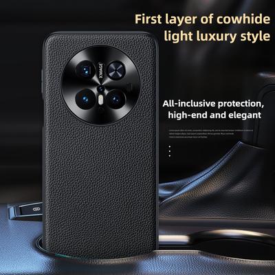 Metal Len Genuine Leather Case for Huawei Mate 70 Pro Mate 60 Pro Plus 50 40 Pura 70 P60 Magic 7 6 5 4 3 Ultra Honor 200 Nova 13