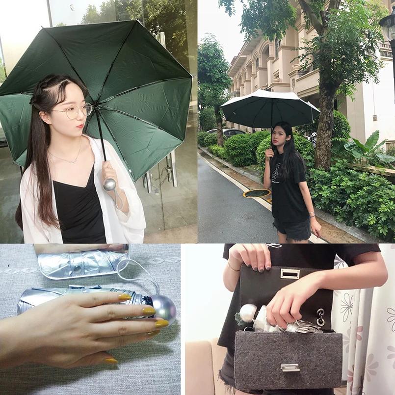 8 Rippen Taschen-Mini-Regenschirm Anti-UV Paraguas Sonnenschirm Regen Winddicht Leicht Klappbar Tragbare Regenschirme für Damen Herren Kinder