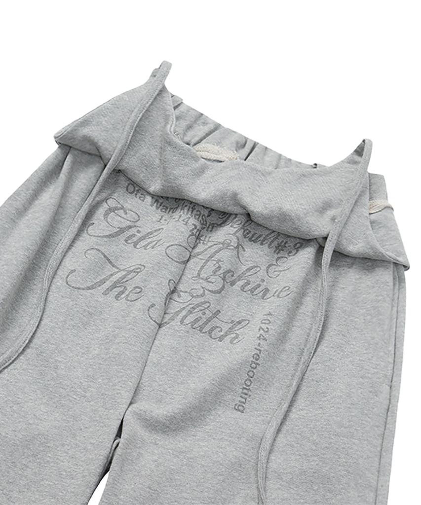 Gillaakaibeu Overlap Script Sweatpants_Grey