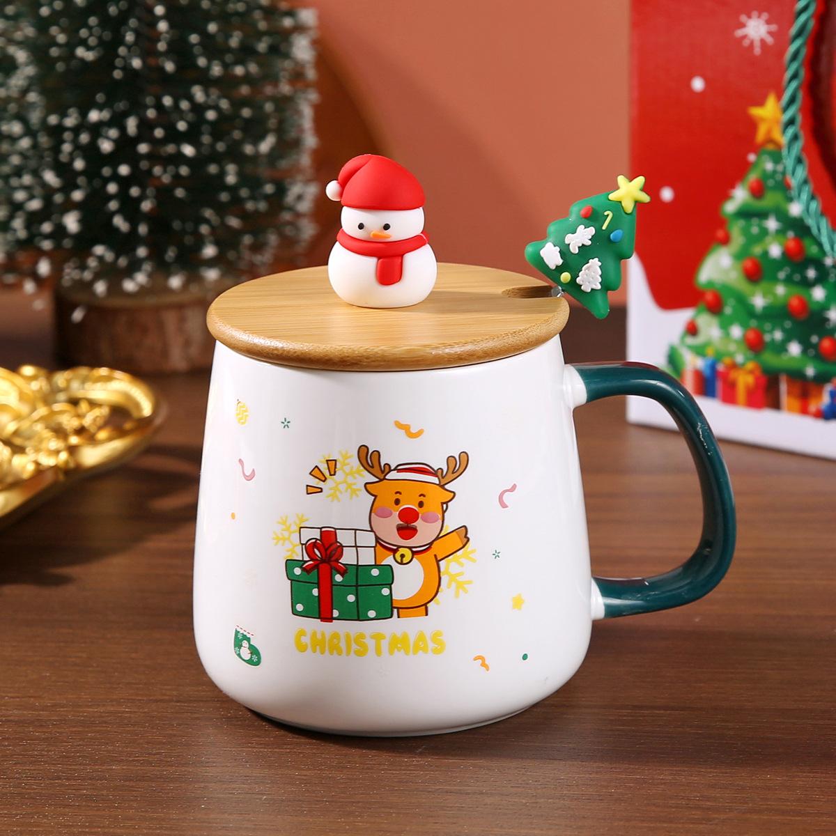 

Large capacity Constant Temperature Cups Christmas Ceramic Cups Gift Boxes Covered Spoons Mugs Water Cups Gifts and Souvenirs 420ML