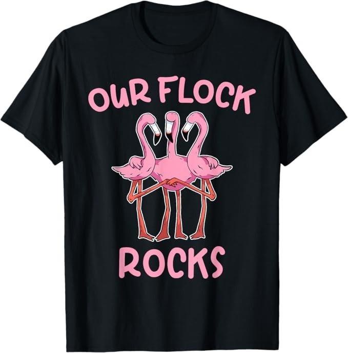Our Flock Rocks Flamingo Matching Family Vacation Group T-Shirt