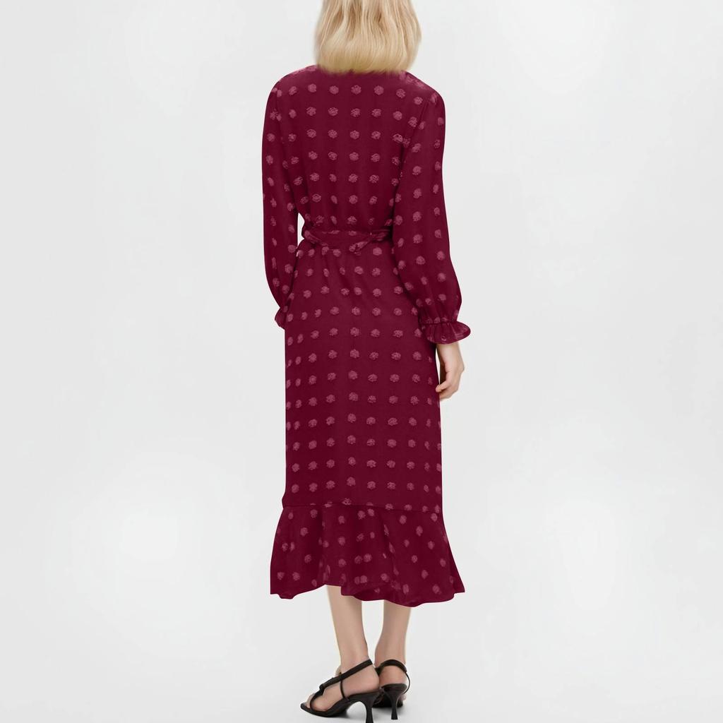 Women's Summer Fashion Long Sleeve Color Dot Boho Corset Dresses