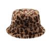 Women's Winter Leopard Fisherman Hat Warm Basin Hat Plush Bucket Hat