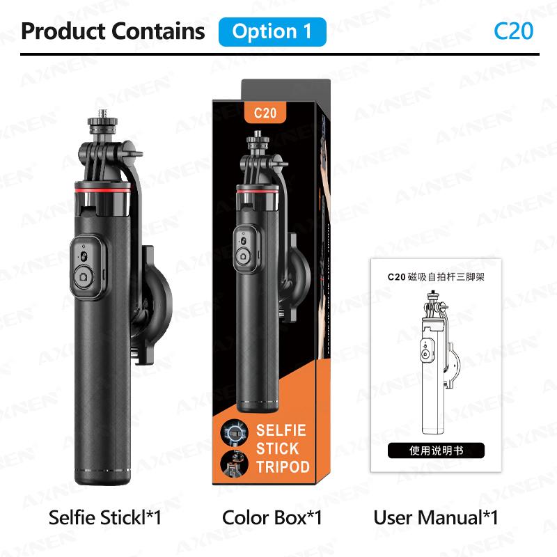 Extendable Selfie Stick Tripod 1/4'' Standard Screw 360° Rotatable for iPhone Action Camera Fill Light Portable Vlog Stand Mount 7