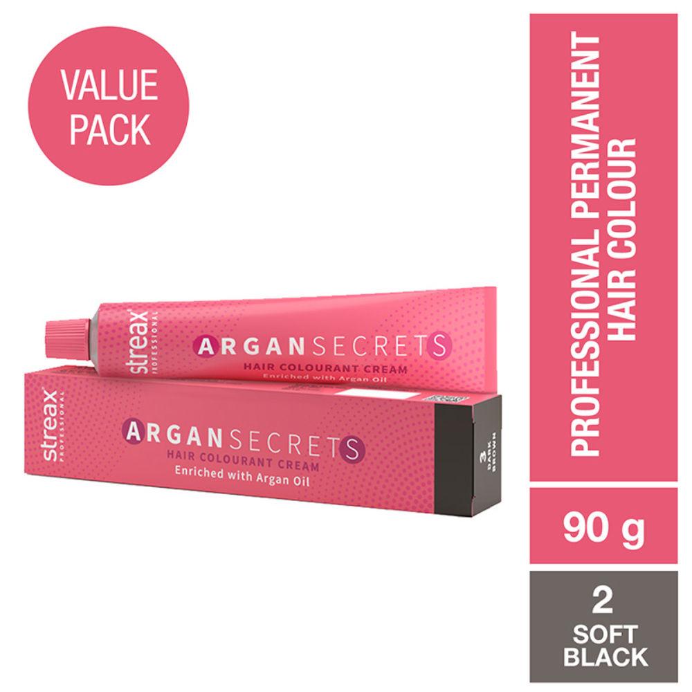 

Streax Professional Argan Secrets Стойкая крем-краска для волос Мягкий черный 90 г Упаковка для яркого блеска