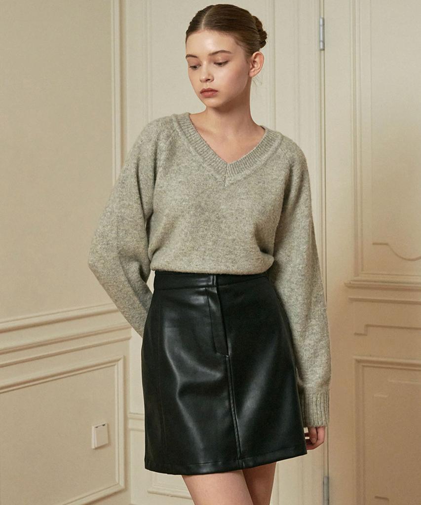 MICANE [25-36] Classy Leather Skirt Black