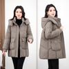Removable Hat Winter New Women's Medium and Long Cotton Clothes Thickened Loose Warm Middle-aged and Elderly Cotton-padded Clothes Cotton-padded Jacke