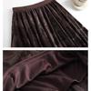 Women's Mesh Flocked Skirt Wide Flare High-Waisted Elastic Waist Gold Velvet Skirt A-line Pleated Skirt