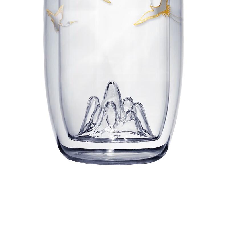 Double-Layer Glass Kung Fu Tea Master Cup with Crane Design