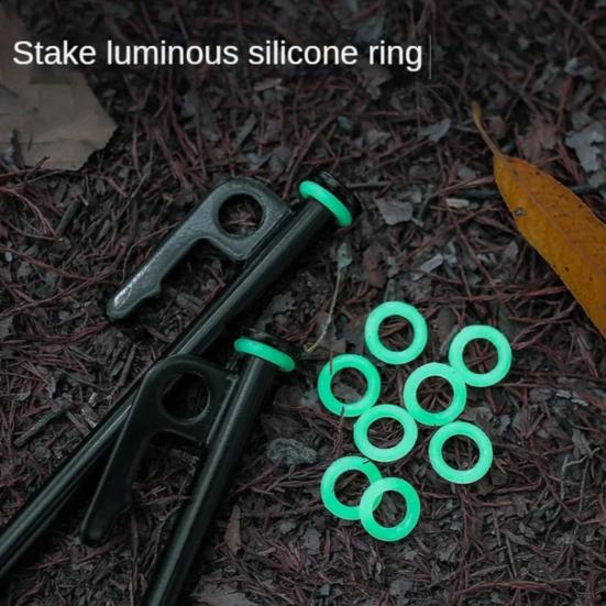 20Pcs Tent Stakes Rings 15MM Glow-in-the-dark Silicone Ground Stake Circle Fluorescent Tent Peg Loop Outdoor Camping Tent Nail Accessories