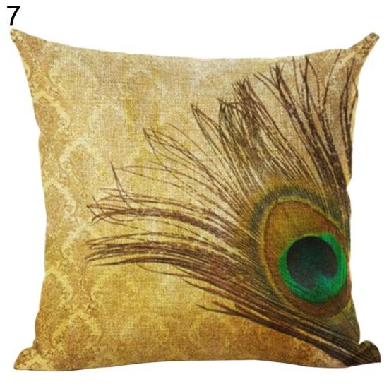 Talos Peacock Linen Throw Pillow Case Cushion Cover Sofa Bed Car Cafe Office Decor