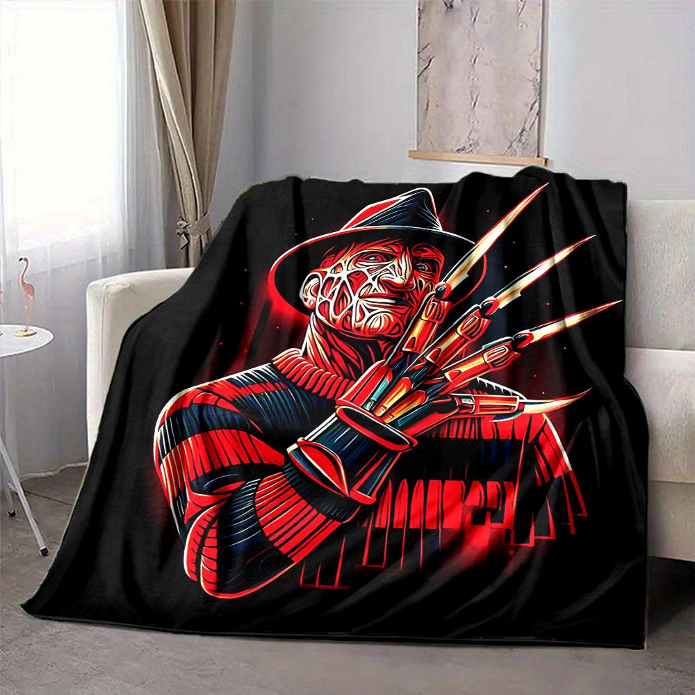 1pc A Nightmare on Elm Street Flannel Throw Blanket - HD Printed Lightweight Soft Warm All-Season Blanket for Sofa, Bed, Travel, Camping 065