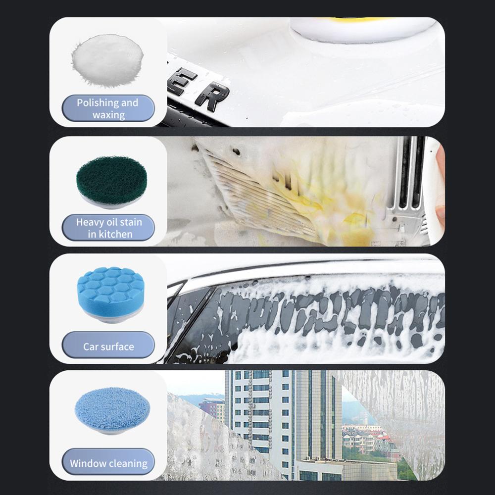 Kabelloser elektrischer Schleuderschrubber, 2-Gang-Power-Reinigungsbürstenschrubber mit 7 austauschbaren Bürsten