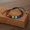 8Mm Natural Stone Bracelet Colorful Volcanic Stone Turquoise Tiger'S Eye Alloy Yoga Woven Bracelet Hand Rope