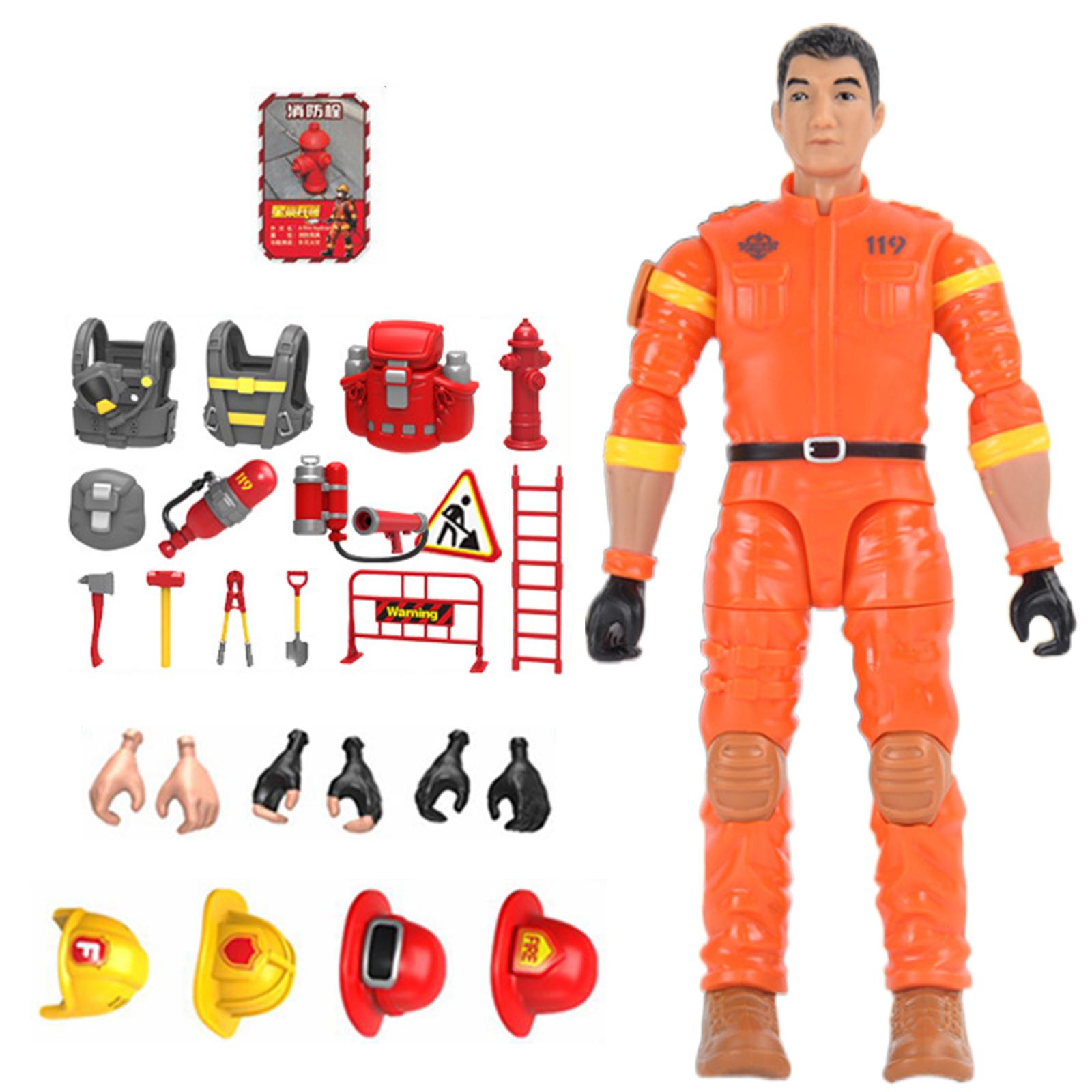 

Firefighter Model Action Figures with Accessories for Kids Boys Soldier Figurine Toy Jointed Figurine Interactive Toy жовтий