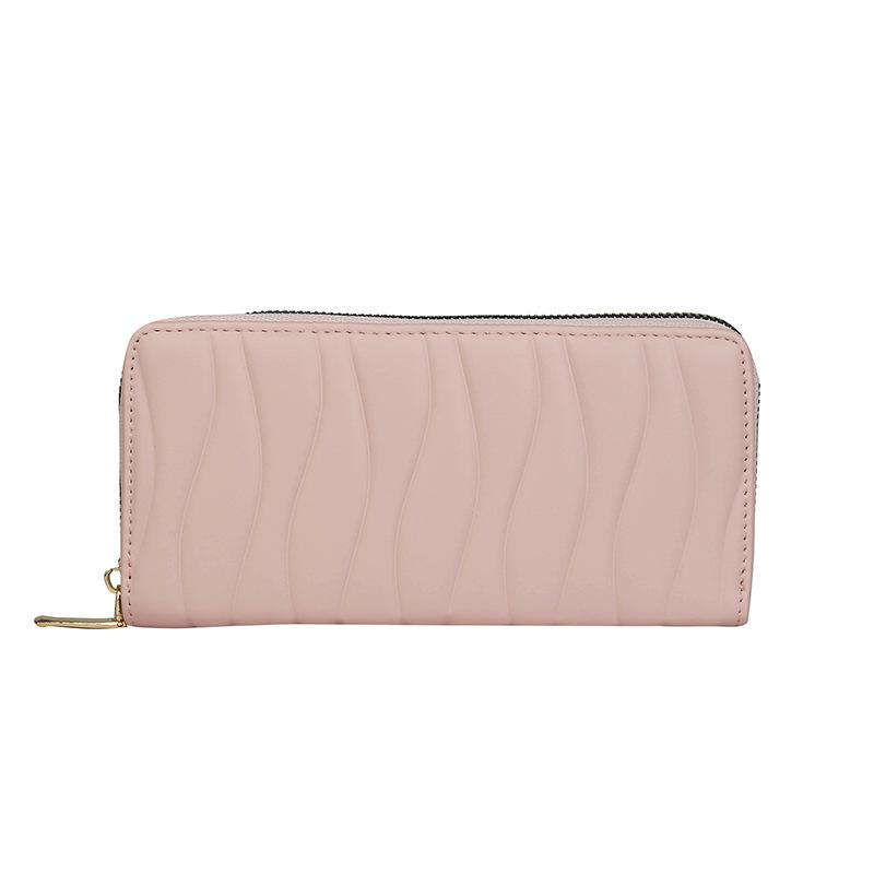 

2024 Women s Long PU Zipper Wallet: Large Capacity Clutch with Multiple Card Slots, Korean Style рожевий