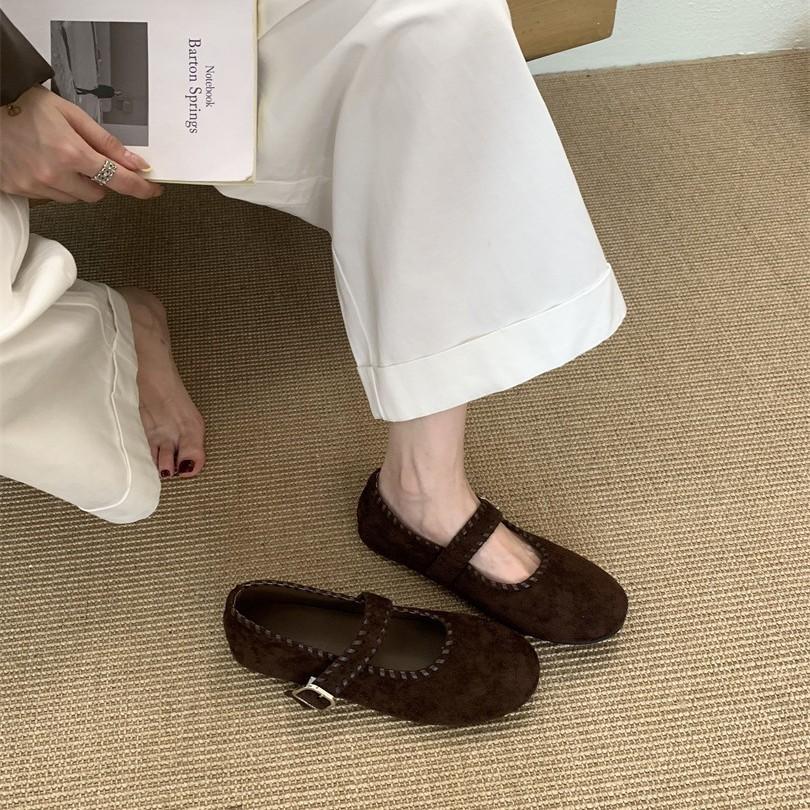 2025 One-pedal grandma Doudou shoes trendy soft sole Korean version versatile soft leather flat sole autumn shallow mouth single shoes women