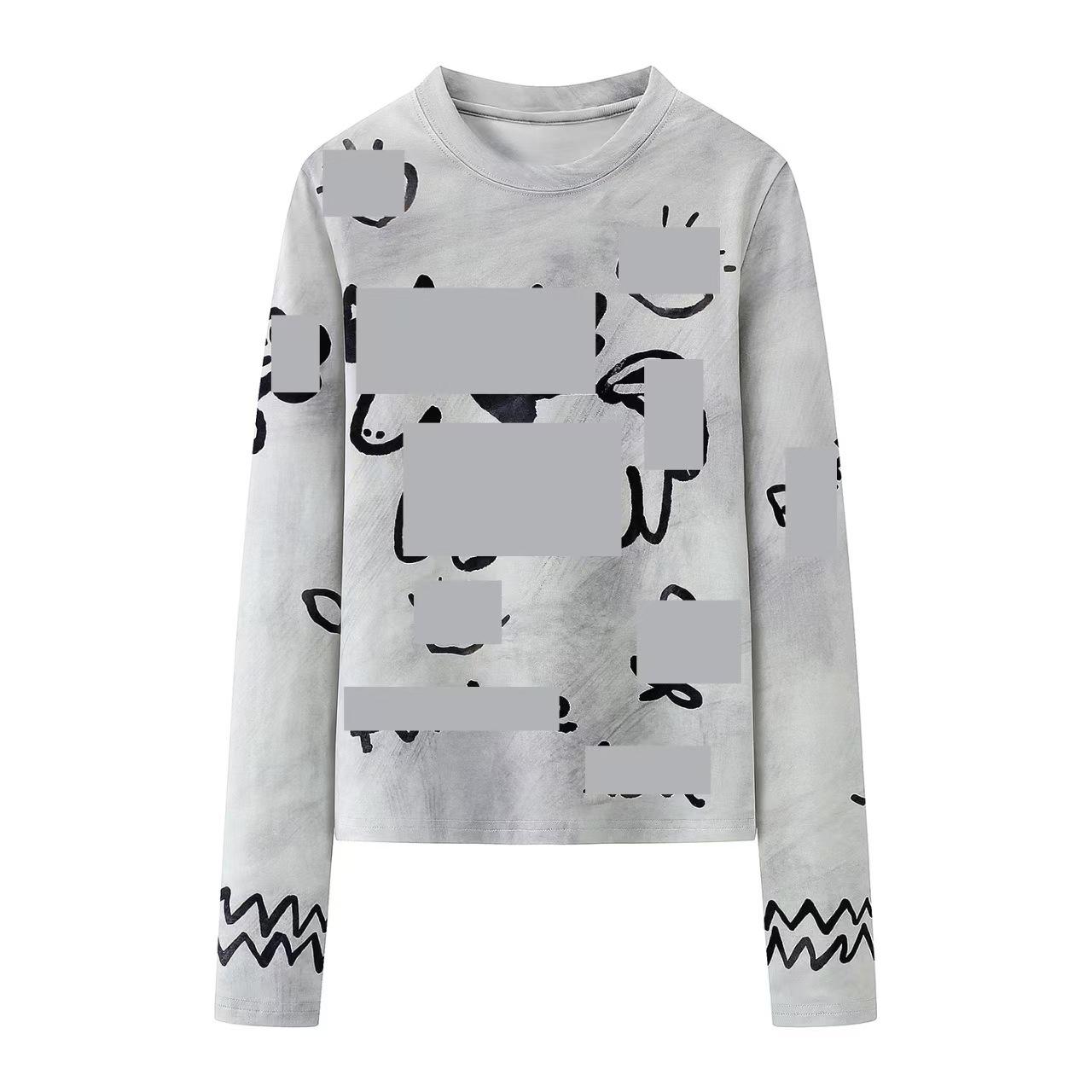 

2025 Winter Casual Little Horse Print Long Sleeve Base Layer T-shirt Large сірий колір/білий