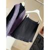 Plus Size Grey Pleated Wool A-Line Mini Skirt for Spring/Autumn
