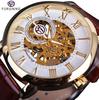 Forsining Orologio meccanico scheletrato in pelle con incisione cava con logo 3D, cassa in oro nero, marchio di lusso da uomo Heren Horloge