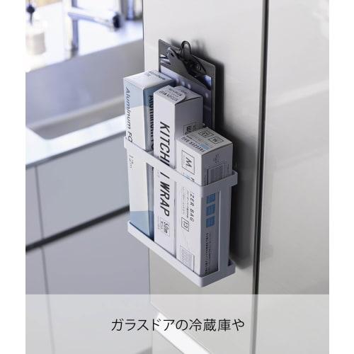 Yamazaki Tower Film Hook Wrap Holder, White, Approx. W17.5 x D6 x H15cm (excluding film hooks), Tower, Wrap Storage, Wrap Case, Kitchen Storage, Float