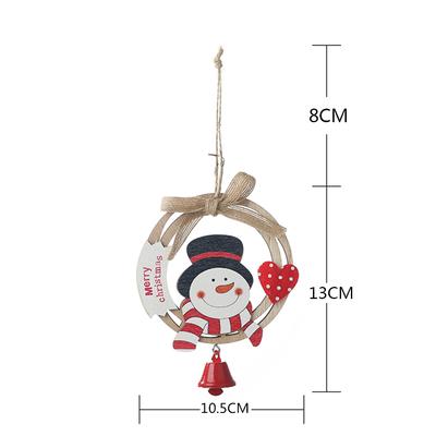 Wooden Christmas Wreath Pendant Lovely Xmas Tree Ornament Bell Door Hanging Home Party Decoration