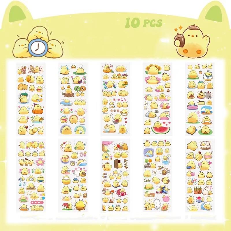 10 Sheets/set Kawaii Scrapbooking Bicycle Decals Gift Frog Students Cartoon Stationery PET Diary Stickers Notebook Cute Girls