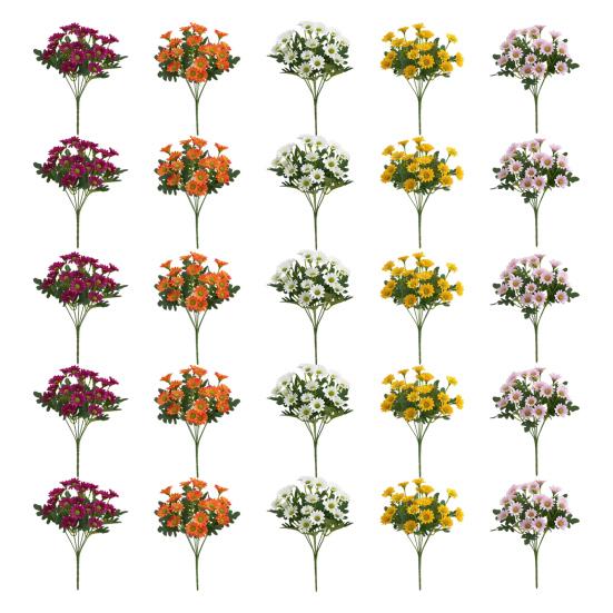 Faux Chrysanthemum Bundle UV Resistant Autumn Artificial Flowers Outdoor Realistic Faux Plants for Patio Porch Window Box Indoor Vase Decor
