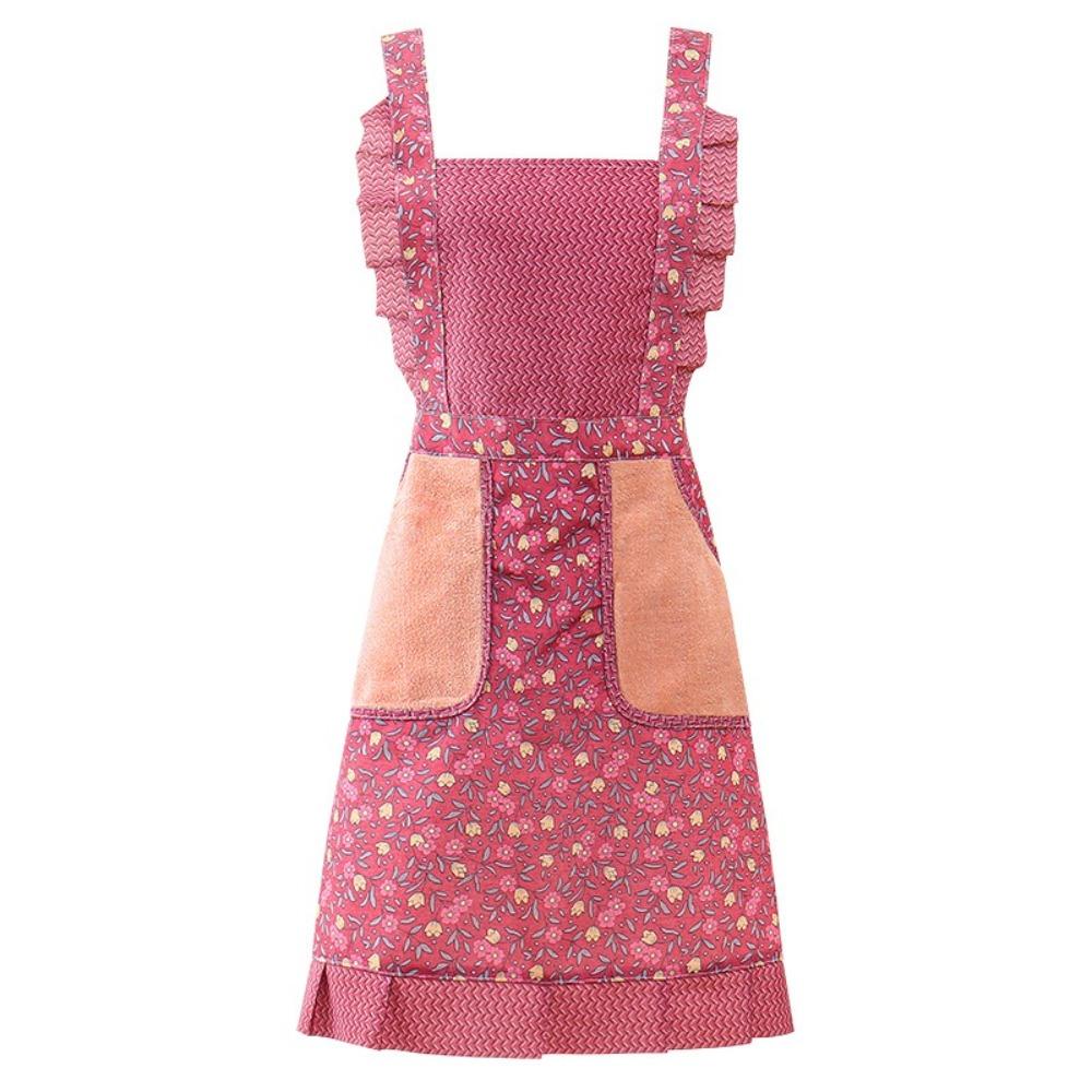 New Flower Kitchen Apron Breathable Cotton Cooking Smock Wear-resistant Korean Style Chef Apron for Women Girl