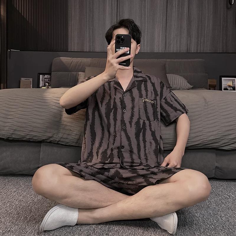 

Teen Plus Size Summer Pajama Set – Men s Short Sleeve, Thin Loose Fit for Middle & High School XL Men s (125-150 lbs recommended)