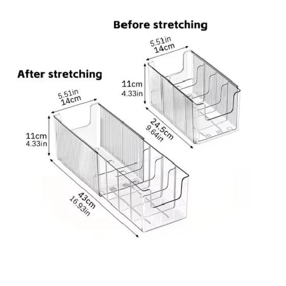 Expandable Underwear Socks Storage Box Adjustable Drawer Ties Organizer 24.5-43cm Transparent Infusion Box With Compartments