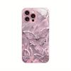 Glänzendes Schmetterlingsmuster Rosa Metallic Lack Glas Harte Handyhülle Für iPhone 17Air 17 16 15 14 13 12 11 Pro Max Plus 16E Hülle