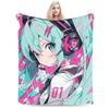 Hatsune Miku Anime Blanket Fleece Spring Autumn Portable Lightweight Thin Throw Blankets for Bed Travel Bedding Throws
