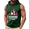 Men's Sleeveless Hoodie Casual Loose Fit Graphic Print Warning Bachelor Party T-Shirt Top for Leisure and Everyday Wear