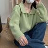 Autumn Fashion New Solid Color Zipper Knitting Shirt Women Classic Long Sleeve Coat Square Collar Loose Korean Lady Sweater 2022